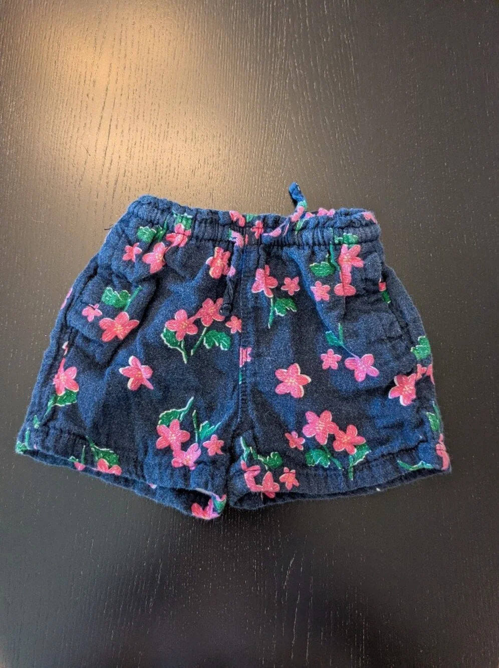 Old Navy Navy Floral Terry Shorts with Pink Flowers